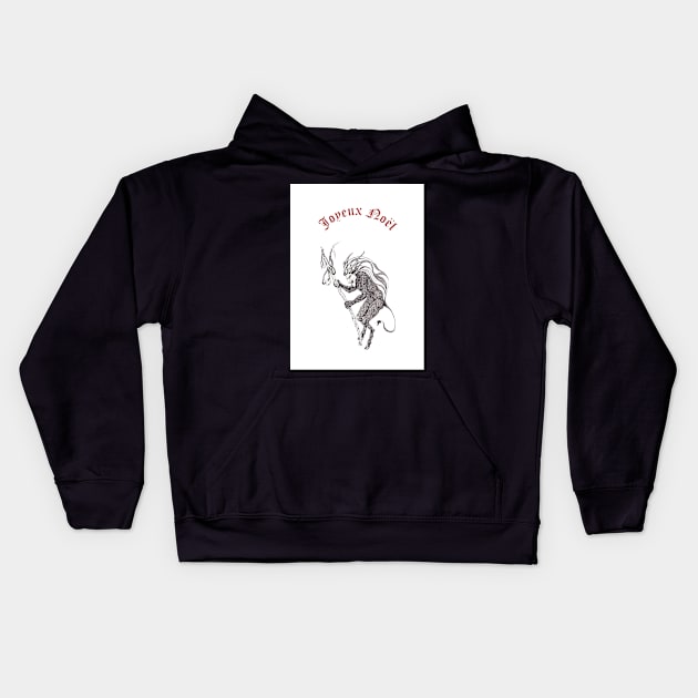 Krampus + "Joyeux Noël" Kids Hoodie by LucyDreams